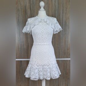 Sandro White Lace Cotton Mini Dress